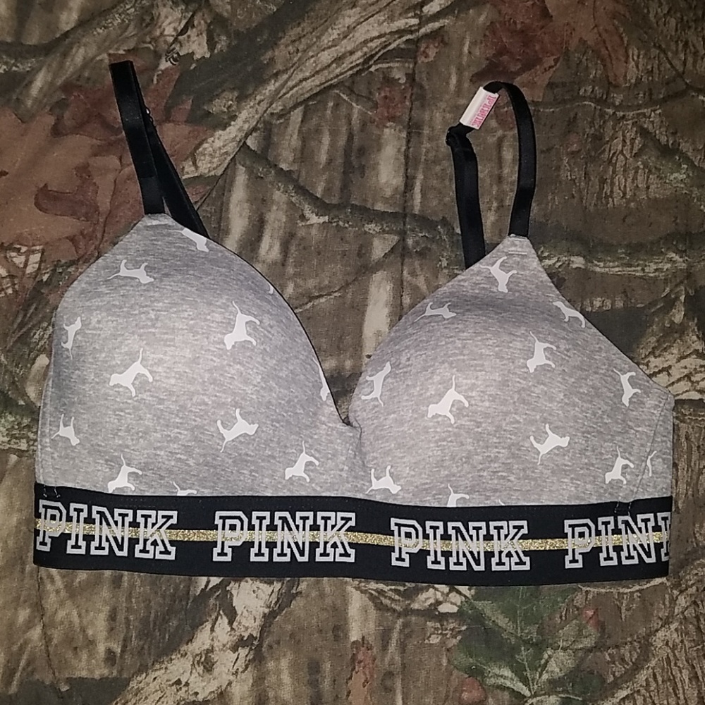 Grey wireless VS PINK bra